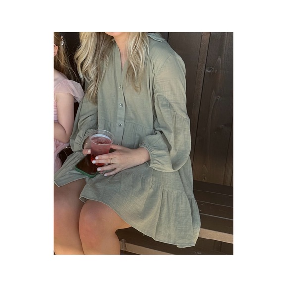 Zara short tiered khaki dress size SMALL - Picture 6 of 6